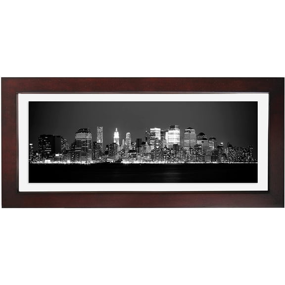The original FLOAT  u and  u  DOUBLE-SIDED walnut stain 13x5one-half inch frame - PANORAMIC - 4x12