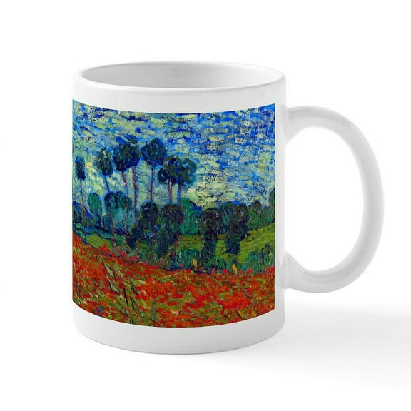 CafePress - Van Gogh Poppy Field Mug - 11 oz Ceramic Mug - Novelty Coffee Tea Cup