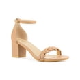 thumbnail image 1 of BLISSFUL STEP Women's Block Heels Ankle Strap Braided Heel Sandals Nude (Size 6), 1 of 7