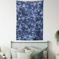thumbnail image 4 of Camo Tapestry, Militaristic Digital Effected Armed Forces Pattern Grunge Fashion in Blue, Wall Hanging for Bedroom Living Room Dorm Decor, 60W X 80L Inches, Dark Blue Pale Blue, by Ambesonne, 4 of 5