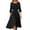 Black, variant on 2026 Spring Elegant Dresses for Women Round Neck 3/4 Sleeves Elastic Waisted Slim Fit Midi Dress Trendy Simple and Stylish Flowy Hem Frock Black S
