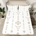 thumbnail image 2 of Manfei Tribal Aztec Adult Twin Sheet Sets, White Wheat Geometric Twin Fitted Sheet, Western Sheep Skeleton Flat Sheet, Microfiber Bedroom Decor, 3-Piece, 2 of 7