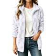 thumbnail image 2 of Mooqilaa Women's Fleece Jackets, Lightweight Zip up Long Sleeve Stand up Collar Warm Outerwear with Pockets White Size 1XL, 2 of 8