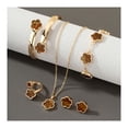 thumbnail image 2 of SmartBy 5Pcs/Set Women Jewelry Set Lucky Flower Decor Sparkling Rhinestones Necklace Bracelet Bangle Earrings Ring Set Fashion Jewelry, 2 of 7