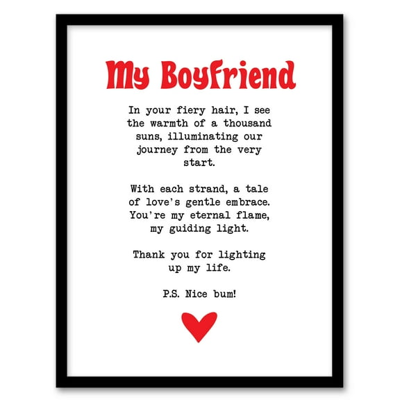 Artery8 Love Poem Ginger Boyfriend Romantic Funny Bedroom Art Print Framed Poster Wall Decor 12x16 inch