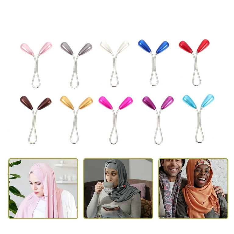 Etereauty Scarf Pins Hijab Clip Sweater Shawl Head Women Brooch Pearl Clips  Muslim Buckle Scarves Collar Clasps Cardiganclips 