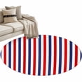 thumbnail image 2 of 3ft Round Rug, Red Blue White Striped Non-Skid Rubber Backing Large Area Rugs - Living Room Bedroom Home Office, Modern Simple Stripes Indoor Floor Mat Carpets Washable Rug, 2 of 9