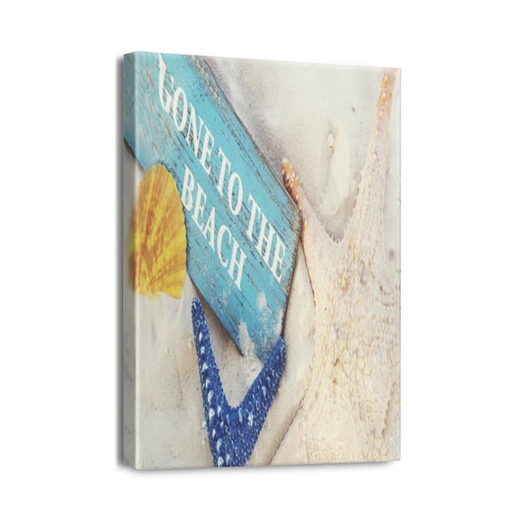 Beach Wall Art for Your Bathroom 12x16in Seashell & Starfish Paintings on Ocean Blue Canvas, Nautical Decorations for a Sea-Inspired Bedroom.