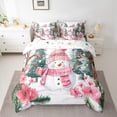 thumbnail image 2 of Manfei Cartoon Xmas Snowman 7-Piece Twin Bedding Sets,Rustic Flower Floral Bedding Comforter Set,Pink Green White Sheet Sets For Kids,Super Cozy Room Decor Reversible, 2 of 8