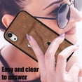 thumbnail image 4 of for iPhone XR Case with Zipper Card Holders and Crossbody Strap & Short Belt for Women, RFID Blocking PU Leather Button Flip Shockproof Wallet Case Cover for iPhone XR - Brown, 4 of 10