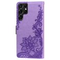thumbnail image 3 of Dteck for Samsung Galaxy S22 Ultra Case, PU Leather Embossed Lace Flip Wallet Case with 3 Cart Slots and Kickstand Shockproof Protective Case for Samsung Galaxy S22 Ultra 6.8" 2022 Women Men, Purple, 3 of 13