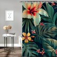 thumbnail image 2 of Orinice Tropical Shower Curtain Summer Colorful Hawaii Banana Leaf Jungle Plant Palm Leaves Hibiscus Flowers Print Pattern Bathroom Curtain Set with Waterproof Fabric Nature Bath Decor 60x72, 2 of 7