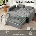 thumbnail image 3 of Harper & Bright Designs Velvet Convertible Sleeper Sofa Bed with Adjustable Backrest, Pull-Out Bed with USB Charging Ports, Loveseat with Pull Out Bed for Apartments Small Spaces, Charcoal grey, 3 of 20