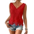thumbnail image 3 of Womens Lace Tops Sleeveless V Neck Tank Tops 2026 Floral Print Beach Blouses Scalloped Hem Lightweight Crochet Loose Fit Casual Top, 3 of 8