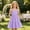 Purple, variant on Kids Girl's Summer Sleeveless Loose Dress Square Neck White A-Line Dress With Pleated Decoration And Elastic Waistband Layered Ruffle Kawaii Mid Long Summer Dresses For 9-10 Years
