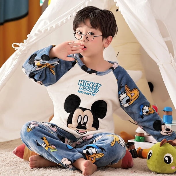Conjuntos de Pijamas de franela gruesa para niños y niñas, ropa de dormir de lana de Coral, dibujos animados, Otoño e Invierno xuanjing unisex