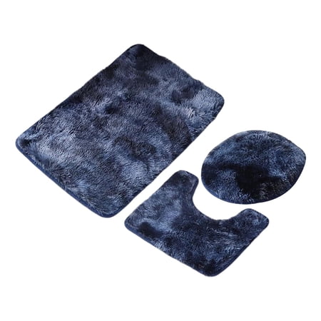 3 Pieces Soft Bathroom Rug Sets with Toilet Lid Cover Non Slip Rug Carpet Large Bath Mats Set for Bathroom for Shower Floors Bath Room Tub Blue