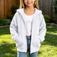 thumbnail image 3 of Boys Cotton Hoodie with Pockets Long Sleeve Casual Loose Fit Zip Up Kids Sweatshirt Jacket White 12, 3 of 8