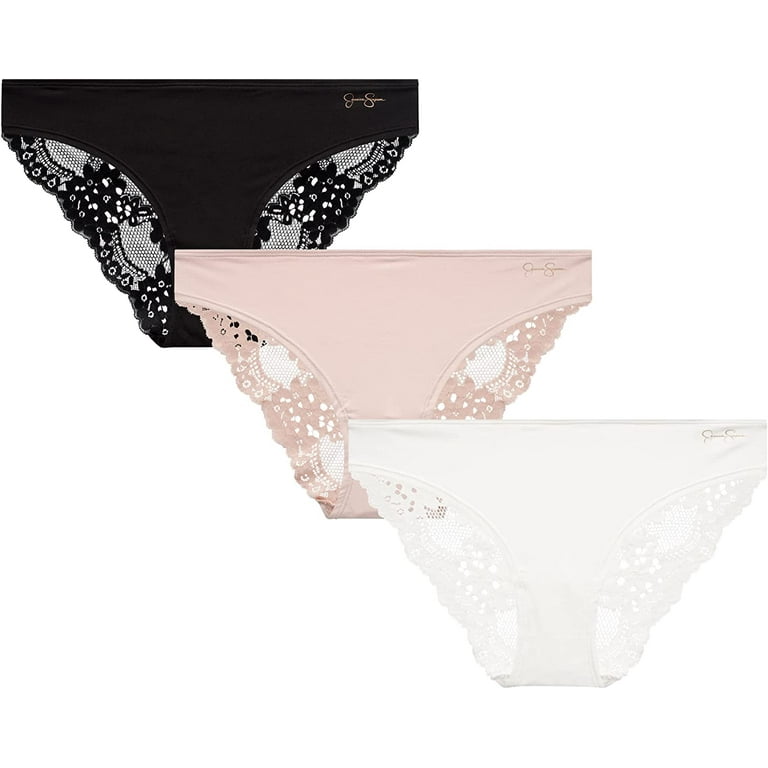 Jessica Simpson Women's Underwear - 3 Pack Microfiber Lace Bikini