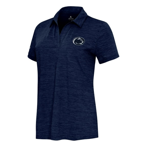 Women's  Antigua Heather Navy Penn State Nittany Lions Layout V-Neck Polo