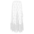 thumbnail image 5 of KHONTS Women's Carnival Sheer Lace Skirt High Waisted Floral Embroidered Ruffled a Line Long Maxi Beach Skirts White M, 5 of 6