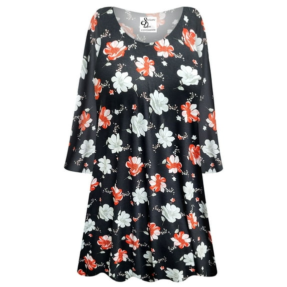 Large Extra Tall Womens Long Sleeve Night Bloom Print Tunic Tops Casual Loose Fitting Flowy Shirts Blouses