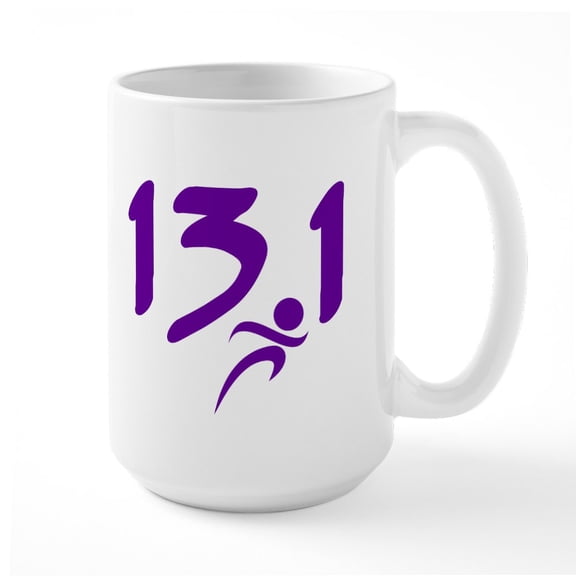CafePress - Purple 13.1 Half Marathon Large Mug - 15 oz Ceramic Large White Novelty Mug