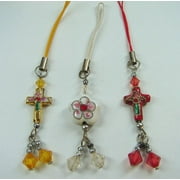 Cloisonnes Mobile Phone Charm - Red Cross, White Star