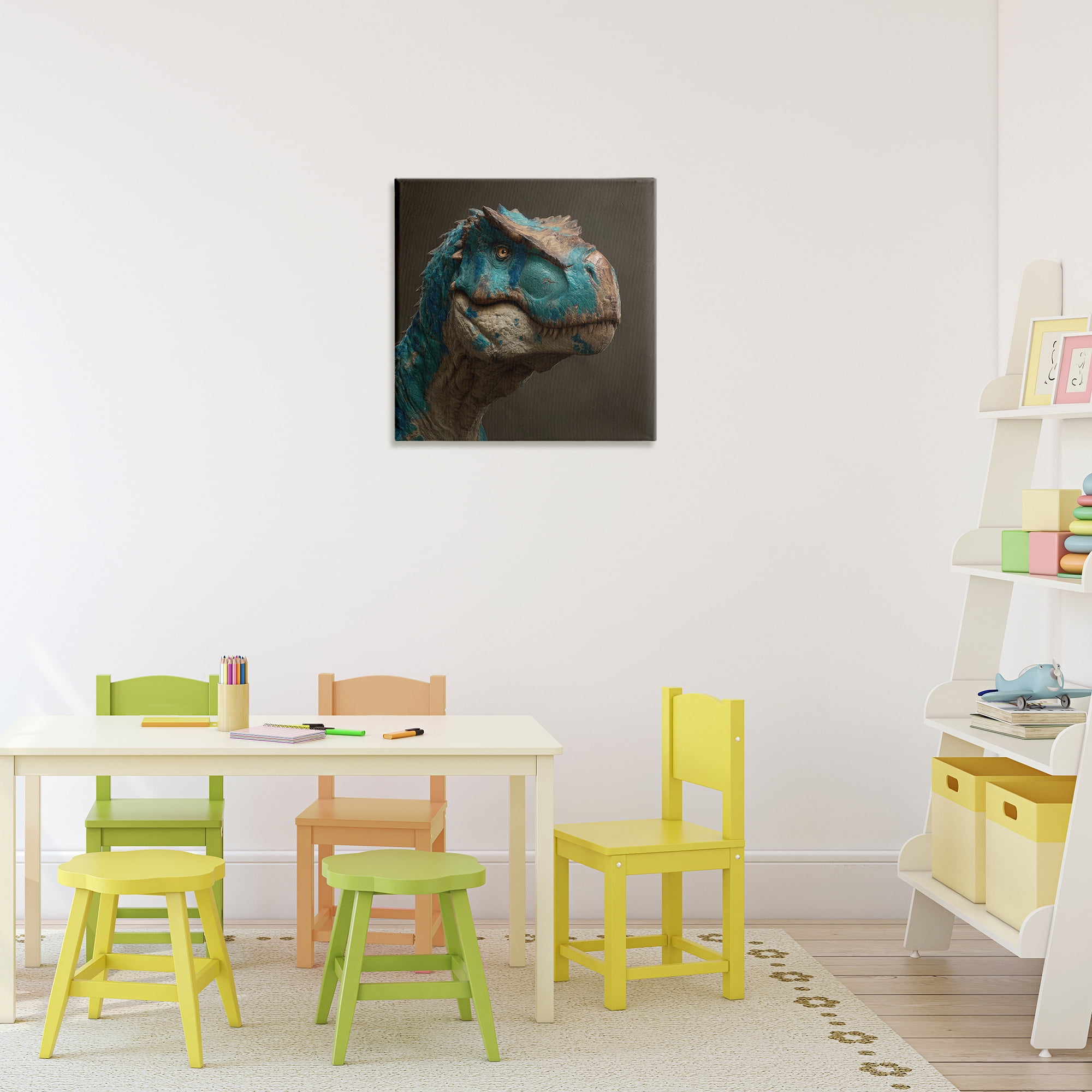 Stupell Industries Cerulean Scaled Dinosaur Detail Canvas Wall Art, design by Wumples