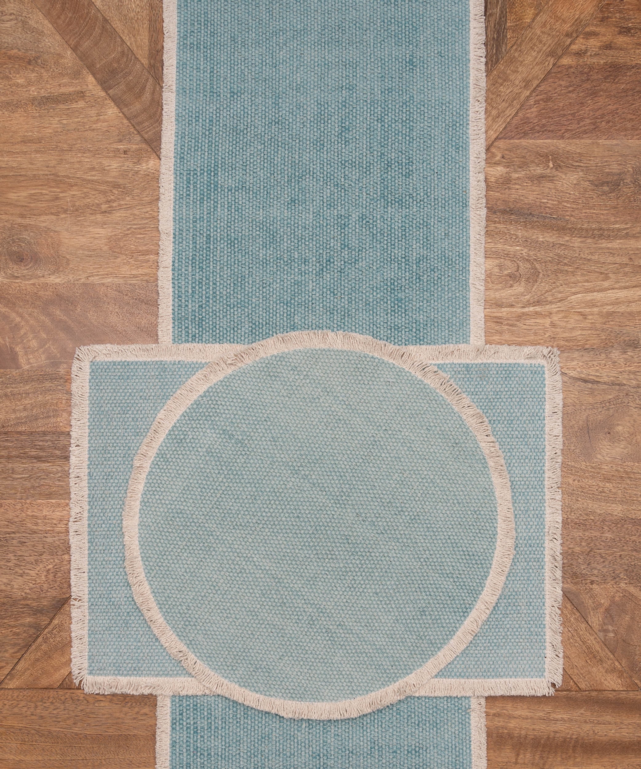 Fringed Sea Glass Table Runner 14" x 72"