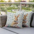 thumbnail image 4 of Easter Rabbit Pillow Covers 2 Pack Spring Colorful Botanical Flowers Leaves Eggs Rustic Blue Plaid Pillowcase Waterproof Outdoor Throw Pillow Cover for Patio Garden Square Cushion 24”x24”, 4 of 9