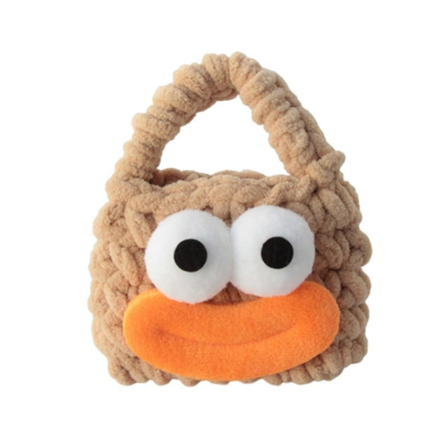 Lindo bolso de mano para mujeres y niñas, de bolsillo, mini bolso de almacenamiento adorable y moderno marrón