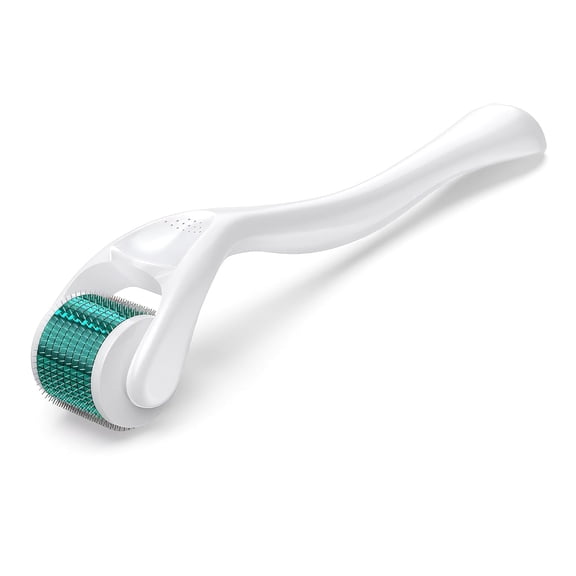 Titanium Derma Roller with 540 Needles for Face, Beard & Hair – Gentle Massage Roller for Daily Skincare Routine – Suitable for Men & Women 0.5mm White Green