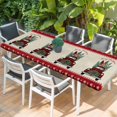 thumbnail image 2 of Christmas Truck Table Cloths for 8 Foot Rectangle Tables, Winter Pine Tree Xmas Snowflake Plaid on Linen Patio Waterproof Elastic Fitted Tablecloths, Washable Rectangular Table Cover for Camping, 2 of 8