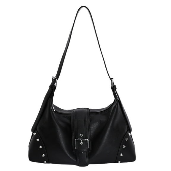 SPEKSEE Retro Motocycle Shoulder Bag with Belt Rivet Crossbody Bag for Women