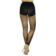 thumbnail image 3 of ToBeInStyle Womens Diamond Net w/ Opaque Side Seam Spandex Footless Tights - Black - One Size, 3 of 6