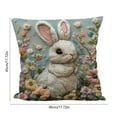 thumbnail image 3 of TanSiDing 2pcs Easter Bunny Embroidery Style Pillowcase Floral Print Decorative Throw Pillow Cover Soft Polyester Home Decor Couch Bedroom Accent 45*45cm, 3 of 6