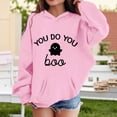 thumbnail image 2 of Zylarhe Halloween Sweatshirts for Kids Girls Hoodies Sweatshirts Stylish Print Pullover Halloween Long Sleeve Hooded Pocket Pink 4-5 Years, 2 of 4
