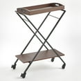 thumbnail image 4 of TMS Lester 2-Tier Metal and Wood Bar Cart with Locking Casters, Black/Walnut, 4 of 5