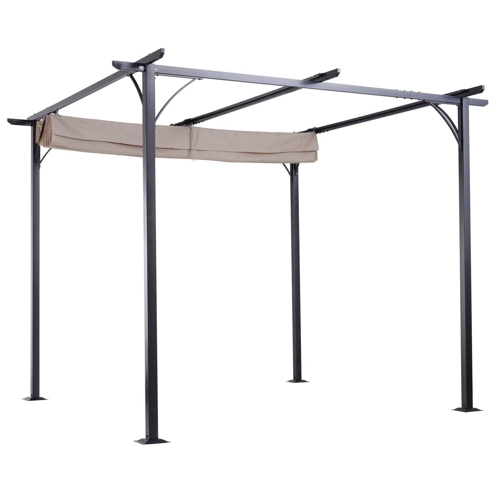 Outsunny 10' x 10' x 7.5' Beige and Black Polyester and Steel Pergola - image 5 of 10