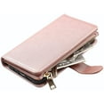 thumbnail image 4 of Wallet Case Compatible with iPhone 12 Pro Max Case,[9 Card Slots] [Wrist Strap] [Stand Feature] Zipper Cash Pocket Magnetic Leather Cover Shockproof Case for iPhone 12 Pro Max,6.7 inch RoseGold, 4 of 14
