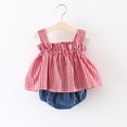 thumbnail image 2 of Mercatoo Baby Clothes Toddler Girl Clothes Set Summer Sleeveless Plaid Tops Shorts 2Pcs Outfits Set, 2 of 7