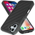 thumbnail image 2 of For Apple iPhone 16 Plus (6.7") Premium Design Hybrid lined Shockproof Rugged Textured 2in1 Hard PC & Silicone TPU Non Slip Tough Cover ,Xpm Phone Case [ Black ], 2 of 12