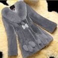 thumbnail image 2 of Lovskoo Winter Coats for Women Fashion Faux Fur Warm Jacket Plus Size Long Sleeve Casual Fleece Collar Elegant Slim Overcoat Gray, 2 of 4