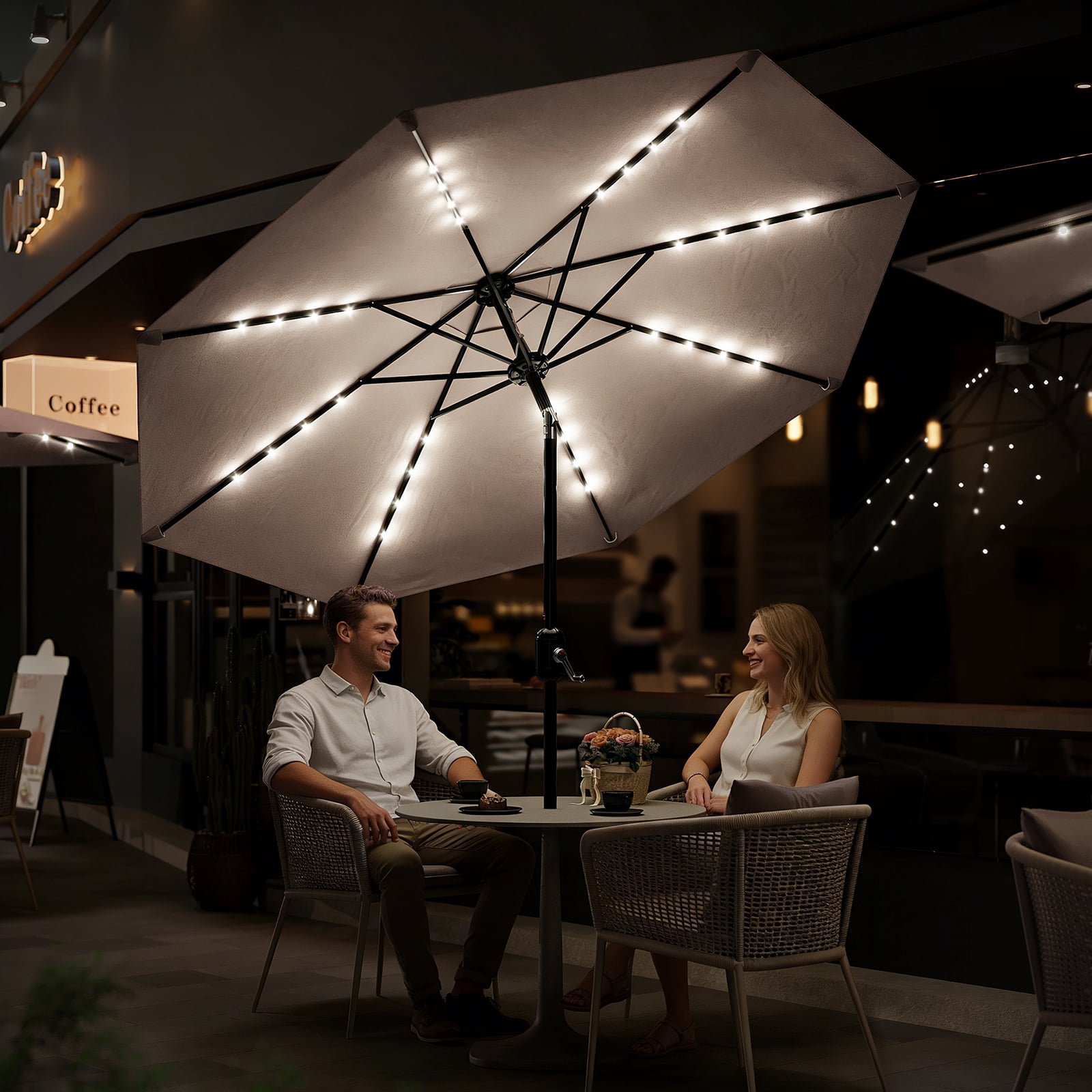 GOGRANT 98.4 in Multicolor Rectangle Market Patio Umbrellas, Fade Resistant