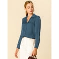 thumbnail image 2 of Camisa de trabajo de manga larga con blusa elegante con cuello en V de oficina para mujer gris azul M INSPIRE CHIC Camisa, 2 of 6