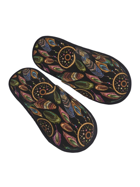 House Slippers for Women Men - Decorative feathers -2