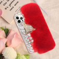 thumbnail image 5 of Compatible with iPhone 15 Pro Plush Furry Case with Luxury Bling Rhinestones for Women Girls Cute 3D Diamond Fox Cover Case Winter Warm Soft TPU Shockproof Protective Cover, Red, 5 of 14