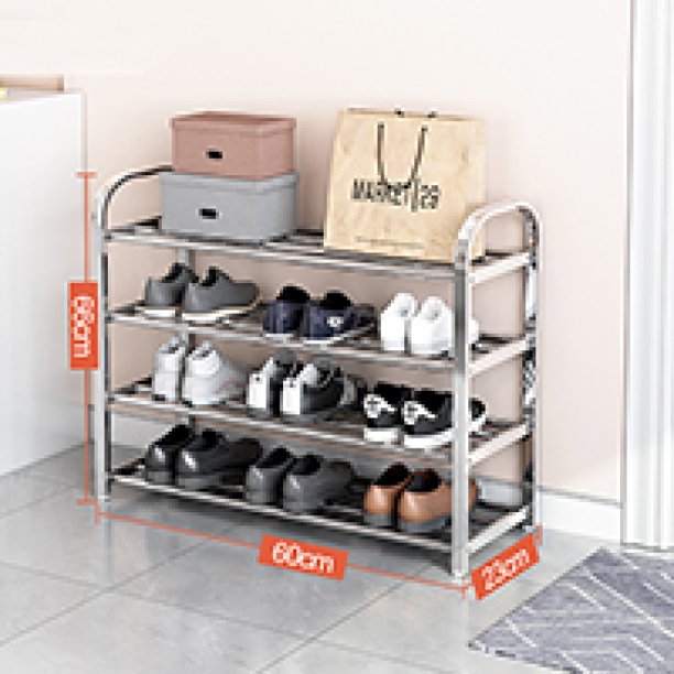 Zapatero de almacenamiento para dormitorio, montaje de acero inoxidable, estante de almacenamiento engrosado, zapatero simple para el hogar