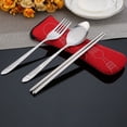 thumbnail image 1 of Surtido De Cubiertos De Acero Inoxidable, El Juego De Cubiertos Incluye Cuchillo, Tenedor, Cuchara, Palillos, Con Estuche Protector De Transporte - Rojo Sailing  Electrónica, 1 of 5